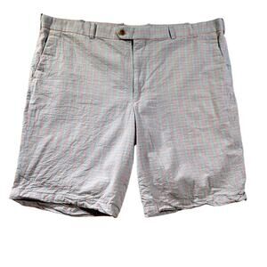 Carnoustie Seer Sucker Shorts Men's 42W Blue Pink Check Pockets Button Flap